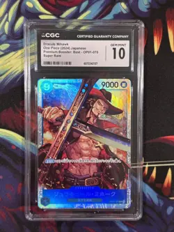 One Piece Romance Dawn Dracule Mihawk CGC Gem Mint 10 Japanese OP01-70 - Image 1