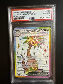2024 Pokemon SSP En-Surging Sparks Ultra Rare Alolan Exeggutor EX #225 PSA 8 - Image 1
