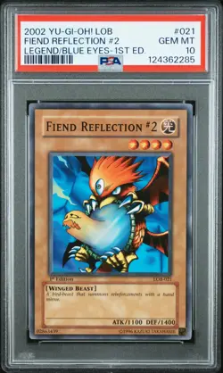 2002 YU-GI-OH! LOB-LEGEND OF BLUE EYES WHITE DRAGON FIEND REFLECTION #2 PSA 10 - Image 1