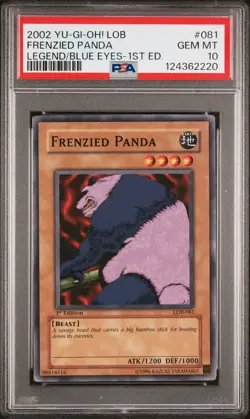 2002 YU-GI-OH! LOB-LEGEND OF BLUE EYES WHITE DRAGON 1ST ED FRENZIED PANDA PSA 10 - Image 1