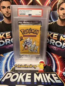 2000 Pokemon Base Set 2 Gyarados Sealed Booster Pack PSA 7 - Image 1