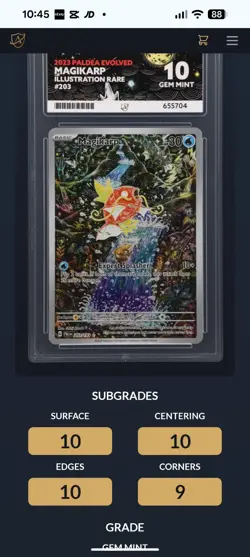 Magikarp (Paldea Evolved 203/193) Ace Grading Gem Mint 10 Pokemon Card - Image 3