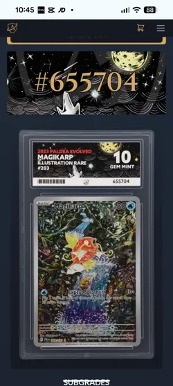 Magikarp (Paldea Evolved 203/193) Ace Grading Gem Mint 10 Pokemon Card - Image 4