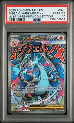 2025 POKEMON MEP EN-ME BLACK STAR PROMO #023 MEGA CHARIZARD X EX PSA 10 - Image 1