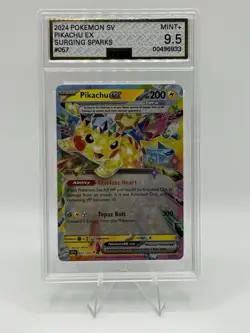 Pokemon SV Surging Sparks Pikachu EX 057/191 AGS Mint+ 9.5 Double Rare Holo 2024 - Image 1