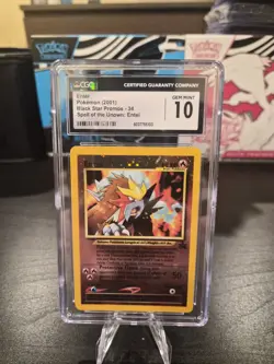CGC 10 Pokemon Entei Black Star Promo #34 Reverse Holo 2001 Card - Image 1
