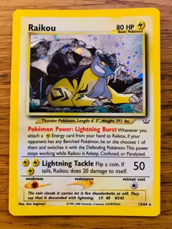 NEAR MINT! Raikou (13/64) Holo Neo Revelation Pokemon Card! FAST & FREE P&P! - Image 1