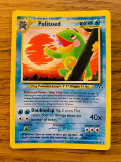 NEAR MINT! Politoed (8/75) Holo Neo Discovery Pokemon Card! FAST & FREE P&P! - Image 1