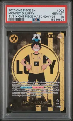 PSA 10 - Monkey D. Luffy ST13-003 - One Piece BVB Dortmund Collaboration Promo - Image 1