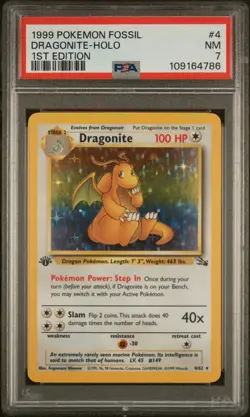 Dragonite-Holo #4 1999 Pokemon Fossil PSA 7 1st Edition - Image 1