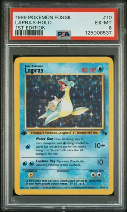 Lapras-Holo #10 1999 Pokemon Fossil PSA 6 1st Edition - Image 1