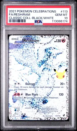 Reshiram #113 2021 Pokemon Celebrations Classic Collection PSA 10. - Image 1