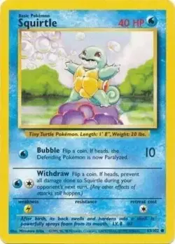 Squirtle 63/102 Base Set Pokemon Card MP - Image 1