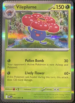 Vileplume 003/094 Me02: Phantasmal Flames Holo (Crimp Error) Pokemon Card - Image 1