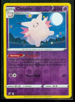 Pokemon CLEFABLE 075/192 Rebel Clash - RARE Rev Holo - - MINT - Image 1
