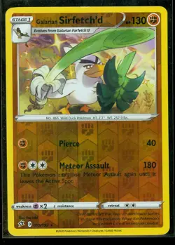 Pokemon GALARIAN SIRFETCH'D 095/192 Rebel Clash - RARE Rev Holo - - MINT - Image 1