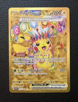 Pokemon TCG Pikachu EX Surging Sparks Holo Hyper Rare Gold 247/191 - Image 1