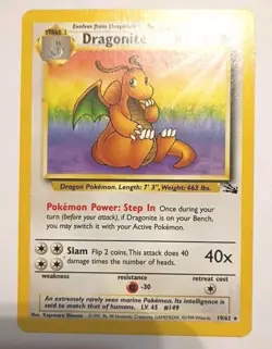 Dragonite 1st Edition Nonholo 19/62 Fossil Set 1999 Vintage Pokemon #59 - Image 1