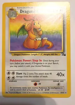 Dragonite 1st Edition Nonholo 19/62 Fossil Set 1999 Vintage Pokemon #59 - Image 2
