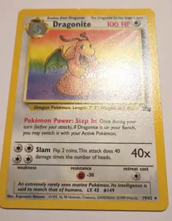 Dragonite 1st Edition Nonholo 19/62 Fossil Set 1999 Vintage Pokemon #59 - Image 3