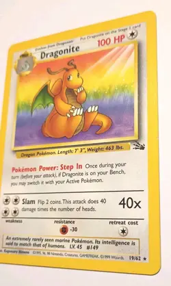Dragonite 1st Edition Nonholo 19/62 Fossil Set 1999 Vintage Pokemon #59 - Image 5