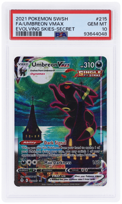2021 Pokemon SWSH Evolving Skies Umbreon Vmax Secret Rare #215 PSA 10 - Image 1