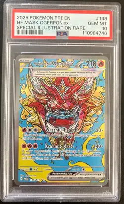 PSA 10 HEARTHFLAME MASK OGERPON EX PRISMATIC EVOLUTIONS SIR 2025 POKEMON 148/131 - Image 1
