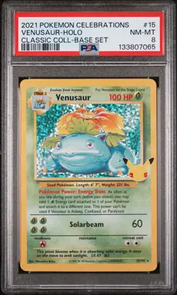 Venusaur Holo 15 Celebrations Classic Collection Pokemon PSA 8 - Image 1