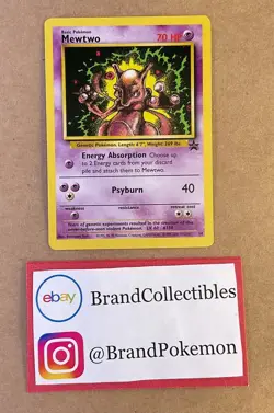 2000 Mewtwo #14 WotC Black Star Promo Pokemon TCG Pokemon League NM - Image 3