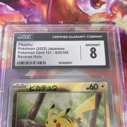 Pikachu Pokemon (2023) Japanese 151 025/165 PokeBall Reverse Holo CGC 8 NM/MINT - Image 3
