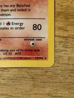 Ninetales 12/102 Base Set Holo Rare Pokemon Card Nintendo TCG WOTC LP - Image 5
