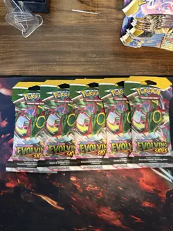 Pokemon TCG Evolving Skies Sleeved Booster Packs Lot Of 5 Rayquaza Art - Image 1