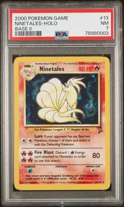 2000 Pokemon Base Set 2 Ninetales Holo #13 PSA7 - Image 1