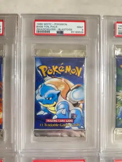 Pokemon PSA 9 Base True Shadowless Booster Pack Set (6 packs) Fossil 1st Ed - Image 3