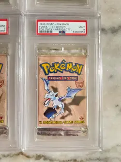 Pokemon PSA 9 Base True Shadowless Booster Pack Set (6 packs) Fossil 1st Ed - Image 5