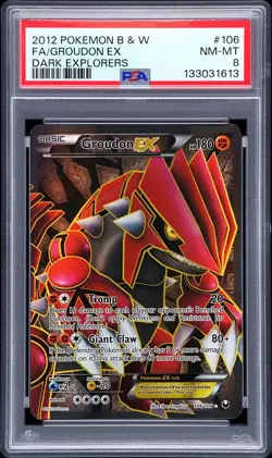 GROUDON EX DARK EXPLORERS #106 FULL ART 2012 POKEMON B&W PSA 8 - Image 1