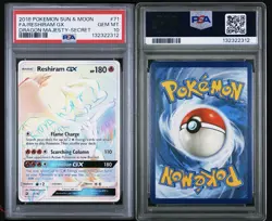 2018 POKEMON SUN & MOON DRAGON MAJESTY SECRET #71 FULL ART/RESHIRAM GX PSA 10 - Image 1