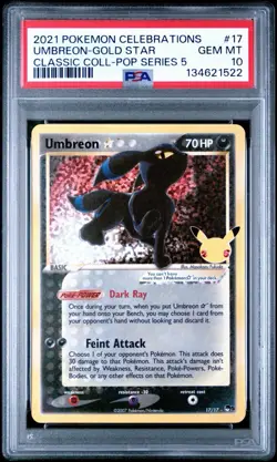Pokemon Umbreon Star Gold Star Celebrations Classic Holo PSA 10 - Image 1