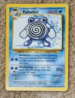 Pokemon TCG Poliwhirl 38/102 Base Set Regular Unlimited Uncommon Card WOTC 1999 - Image 1
