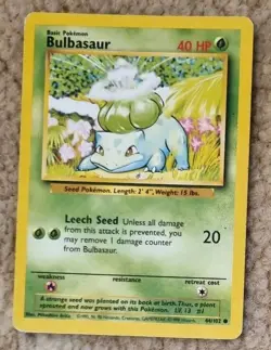 Pokemon TCG Bulbasaur Base Set, Card 44/102, Regular - Image 1
