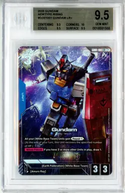 BGS GEM MINT 9.5 Gundam Card Game Gundam RX-78-2 GD01-001 LR+ Newtype Rising - Image 1