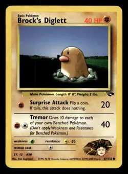Brock's Diglett 67/132 Common Gym Challenge WOTC Pokemon LP - Image 1