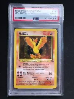 PSA 9 Moltres Holo 1999 Fossil 12/62 Rare Pokemon Mint Englisch - Image 1