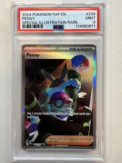 PSA 9 Penny #239/091 Special Illustration Rare - Paldean Fates Pokemon TCG Card - Image 1