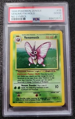 1999 Pokemon Jungle Venomoth NO SYMBOL ERROR #13 PSA 2 - Image 1