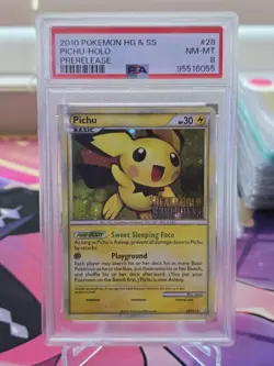 2010 Pokemon HG & SS Pichu Holo Prerelease psa 8 NM-MT - Image 1