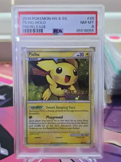 2010 Pokemon HG & SS Pichu Holo Prerelease psa 8 NM-MT - Image 3