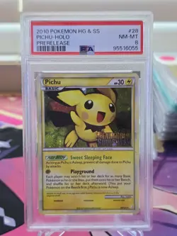 2010 Pokemon HG & SS Pichu Holo Prerelease psa 8 NM-MT - Image 4