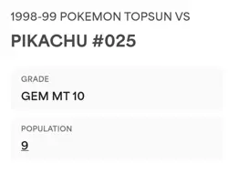 PSA 10 GEM MINT Pikachu Vs. Mewtwo 025 Topsun Carddass Vend Pokemon 1998 POP 9 - Image 2