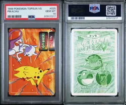 PSA 10 GEM MINT Pikachu Vs. Mewtwo 025 Topsun Carddass Vend Pokemon 1998 POP 9 - Image 4